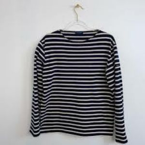 SAINT JAMES France Stripe Breton Shirt Heavyweight Cotton Navy Ecru Sz XL